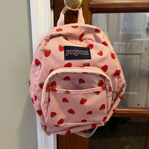 JanSport Pink Kids Backpack with Strawberry Print